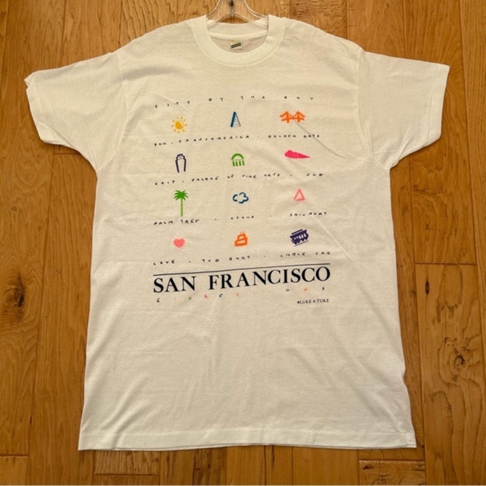 Luke A Tuke Vintage Novelty T Shirt San Francisco White Screen Stars XXXL USA